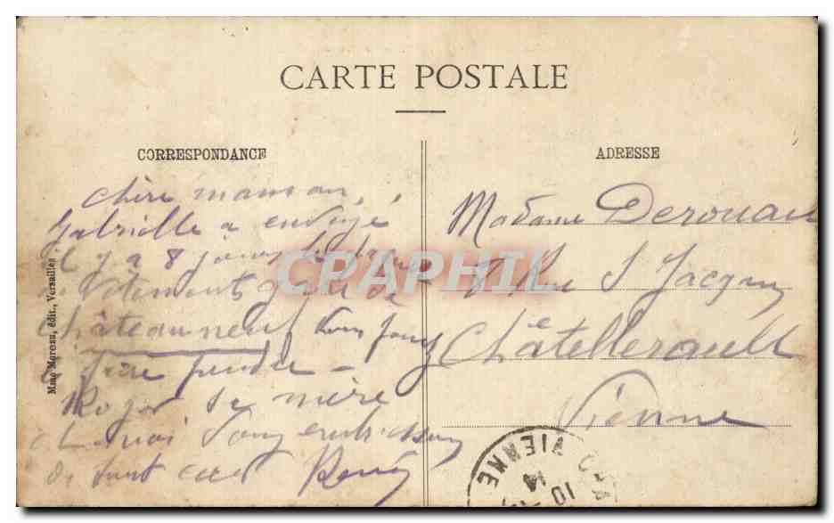 Château de VERSAILLES. - La Chapelle Royale — éditeur Raphaël Marquet, n° de série non visible — Verso