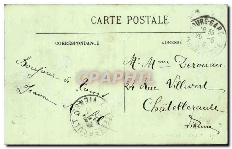 CPA Tours La gare — Rückseite