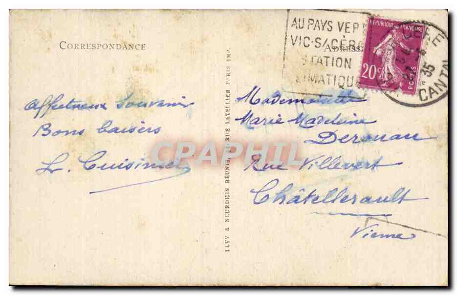 CPA Vic sur Cere Le rocher de Maisone  — Verso