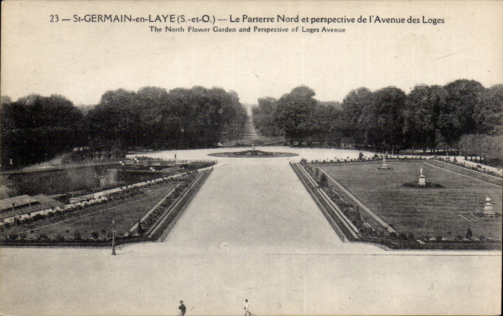 St-GERMAIN-en-LAYE (S.-et-O.) — Der nördliche Parterre und Perspektive der Avenue des Loges — Cormault et Pyeckin, Verlag Paris, Nr. 23