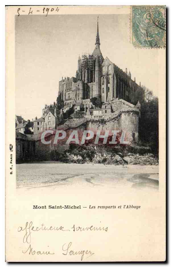 CPA Mont Saint Michel Les remparts et l abbaye