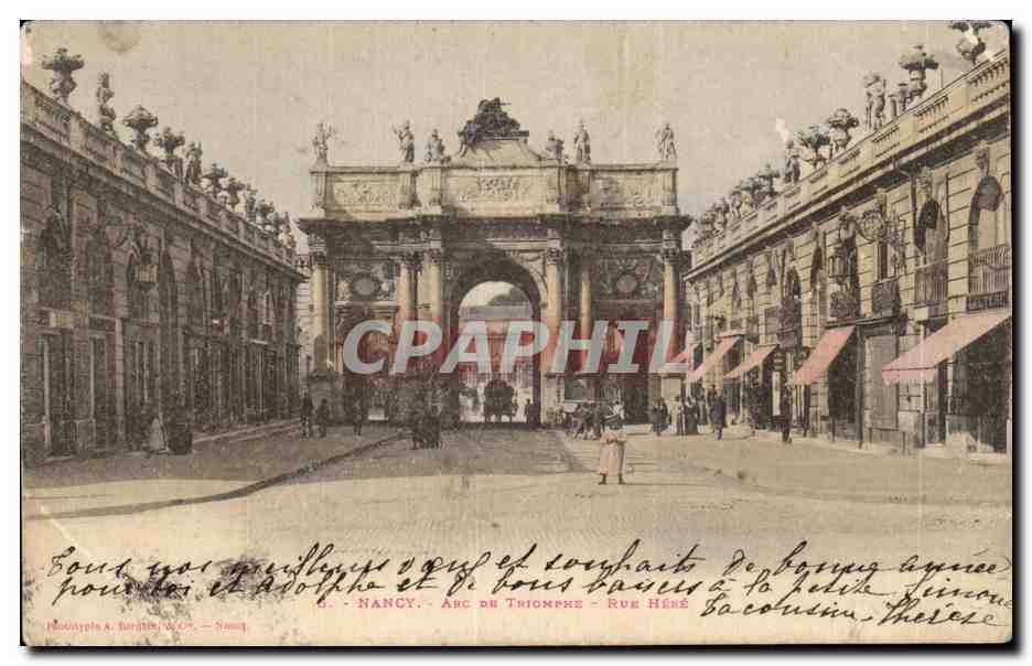 CPA Nancy Arc de triomphe Rue Here