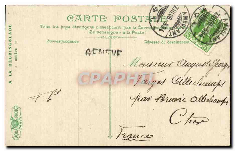 CPA Geneve Hotel Beau rivage  — Verso