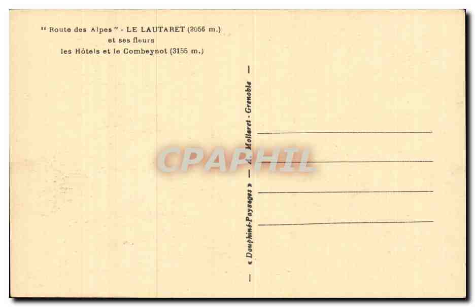 CPA Le Lautaret Les otels et le Combeynot — Rückseite