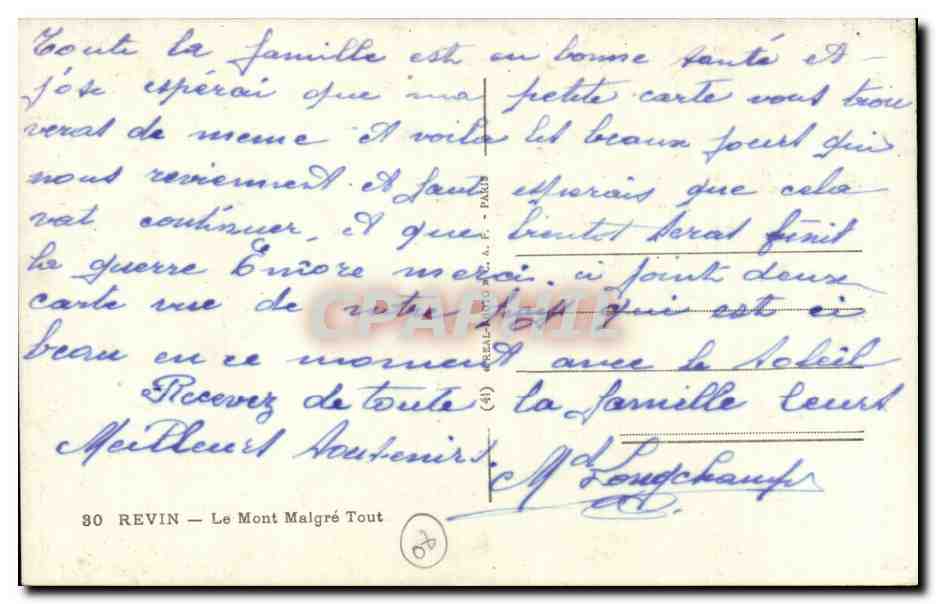 CPA Revin Le mont malgre tout  — Rückseite
