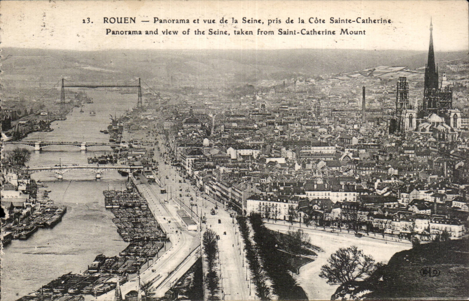 CPA Rouen Panorama et vue de la Seine pris de la Cote Sainte Catherine 