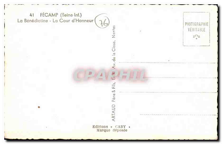 CPA Fecamp La Benedictine La cour d honneur — Rückseite