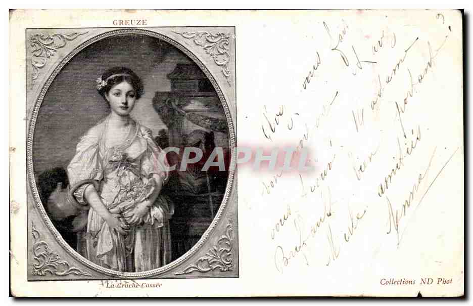 CPA Fantaisie Greuze La cruche cassee