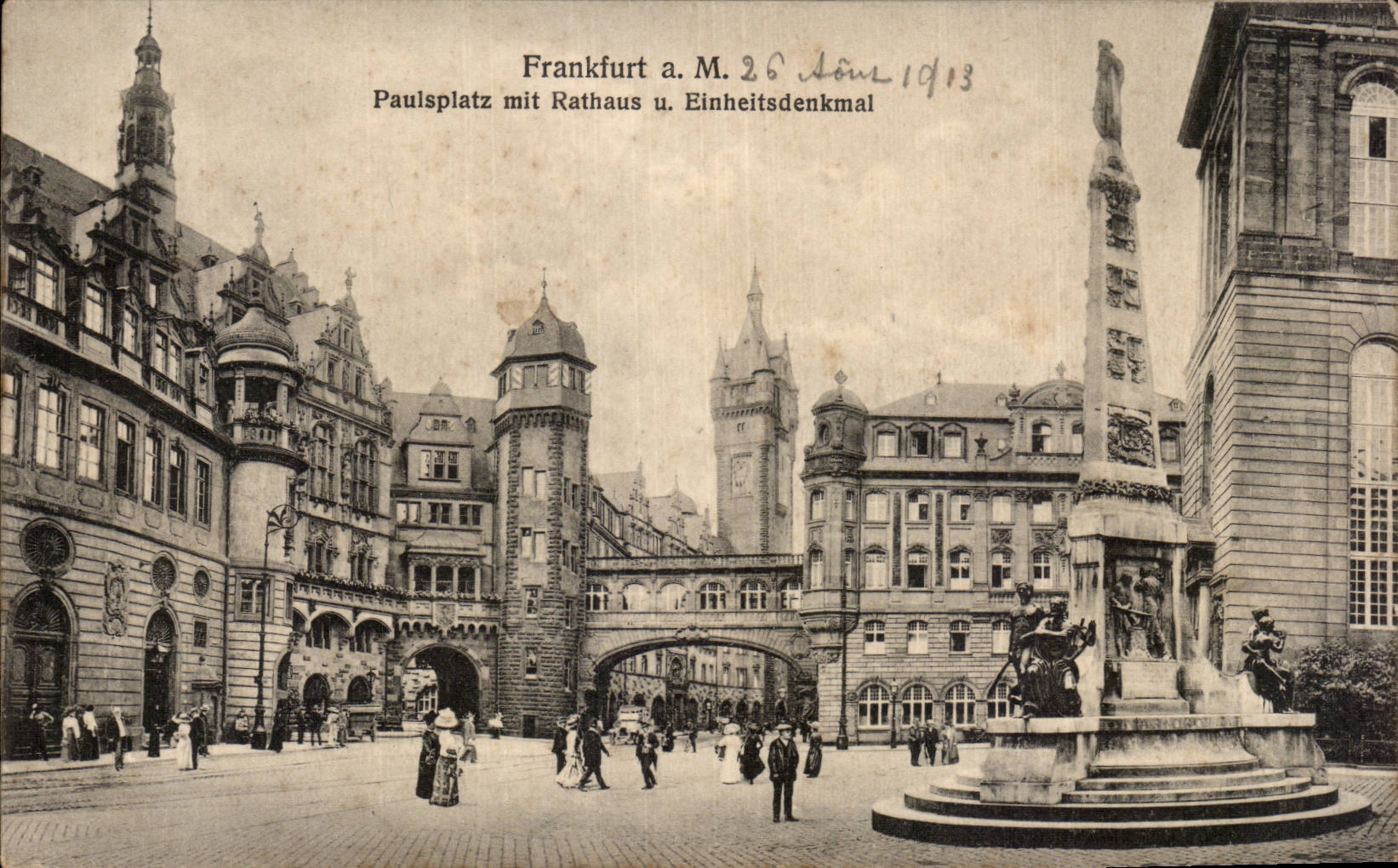 CPA Frankfurt Paulsplatz mit Rathaus Einheitsdenkmal