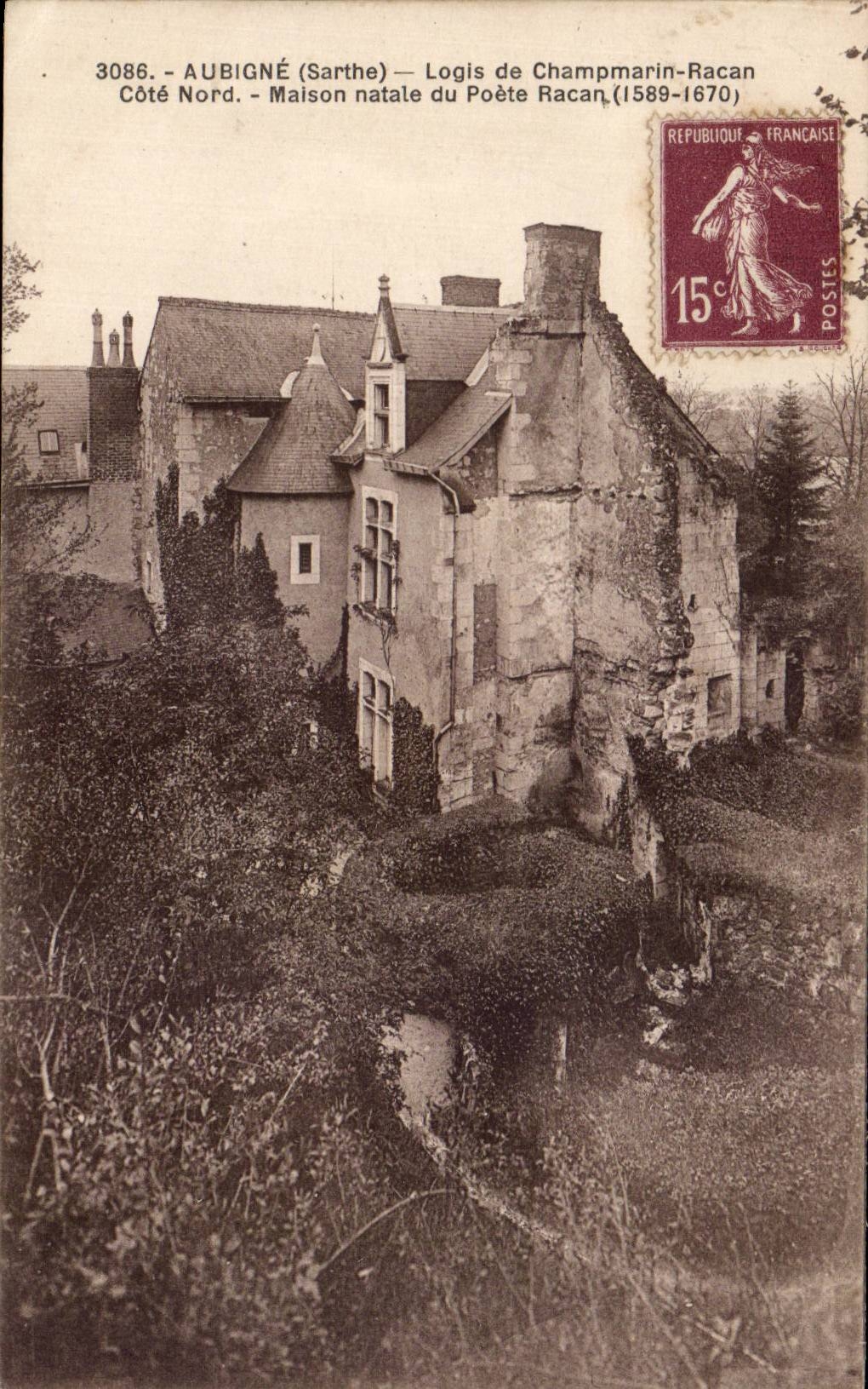CPA Aubigne Logis de Champmarin Racan Maison natale du poete Racan 