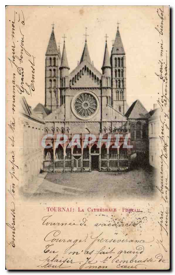 CPA Tournai La cathedrale Portail