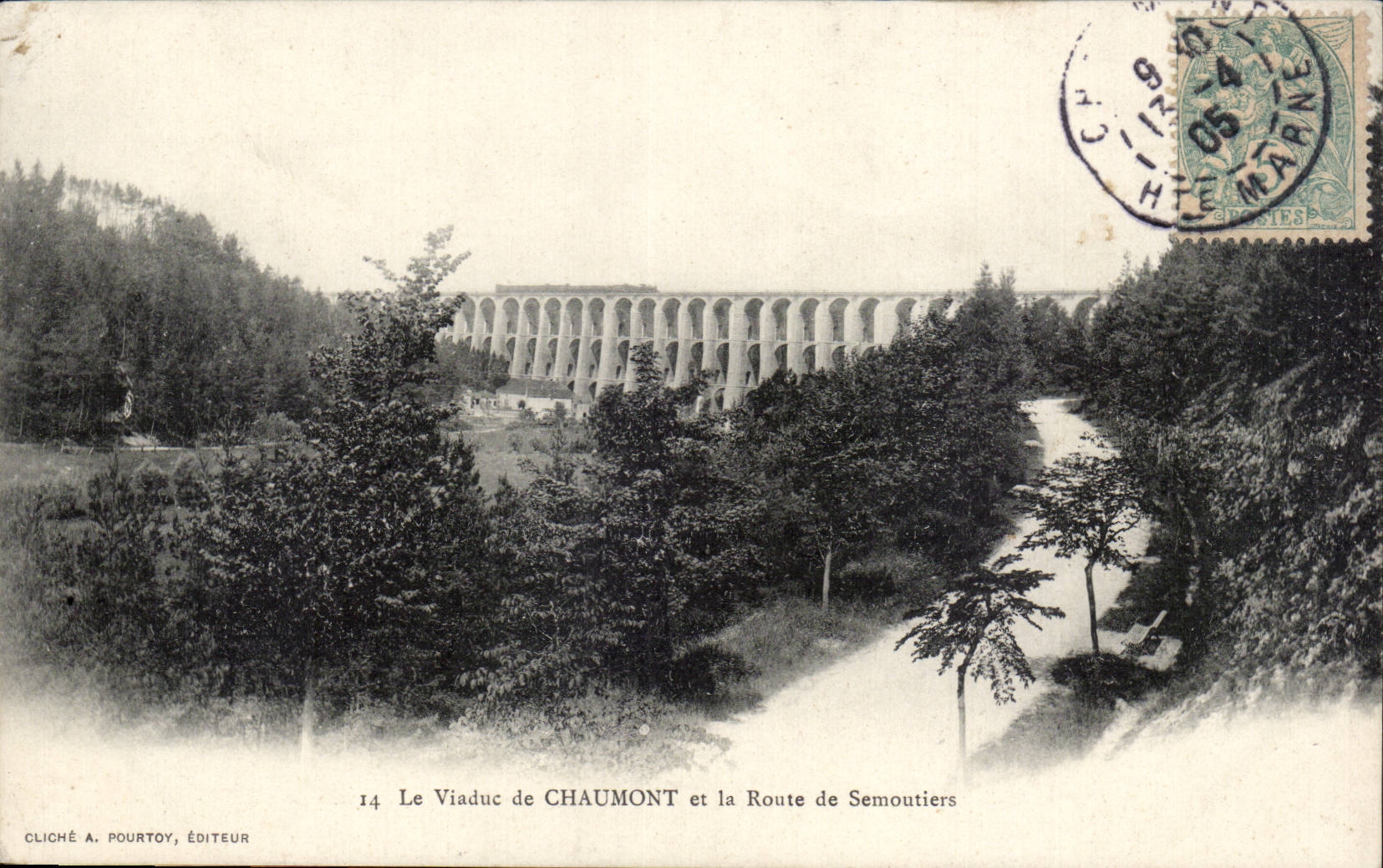 Le Viaduc de Chaumont et la Route de Semoutiers — Cliché A. Pourtoy, éditeur, n°14