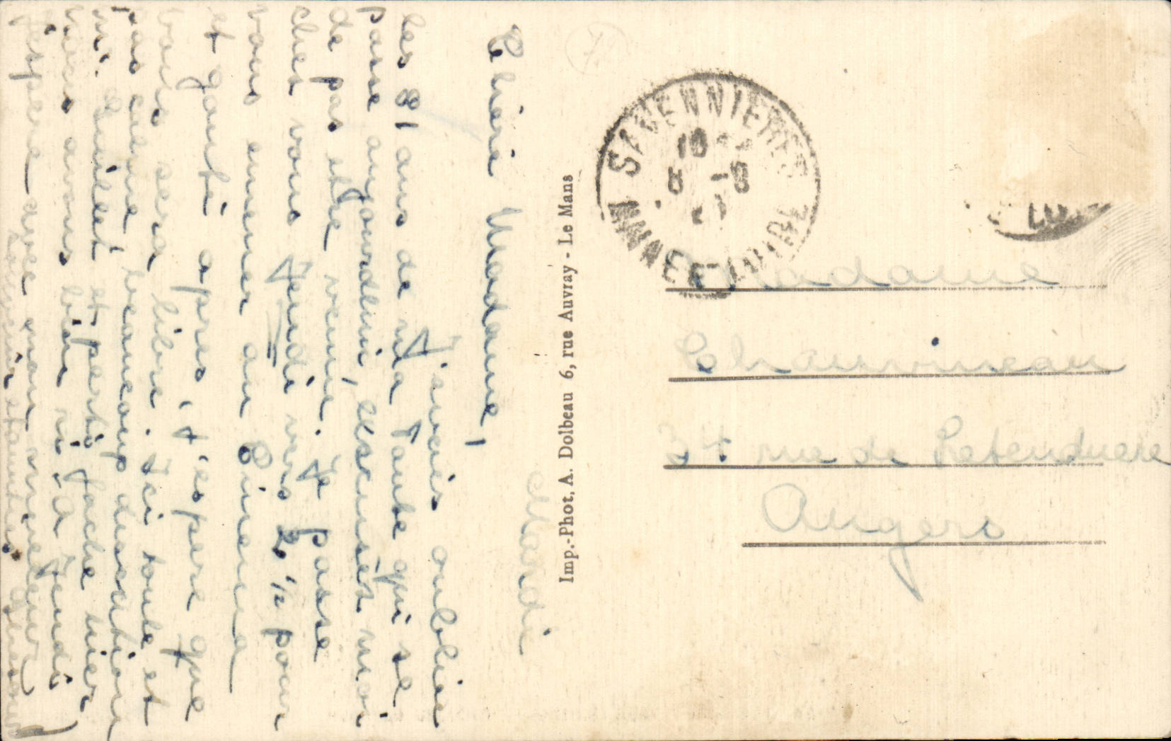 CPA Yvre L Eveque Chaetau de Vaux  — Verso