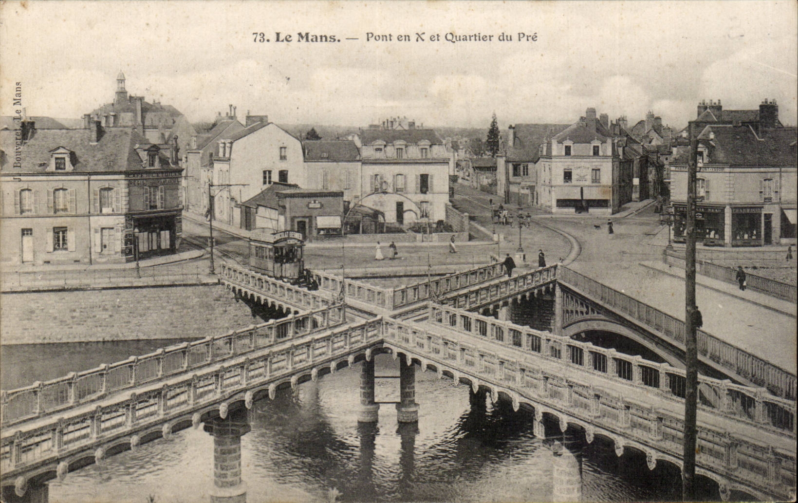 CPA Le Mans Pont en X et quartier du Pre