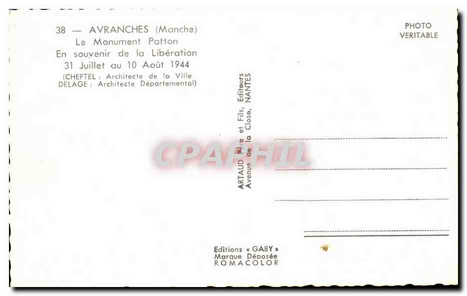 Monument Patton — Avranches (Manche) — Éditions GABY — Reverso