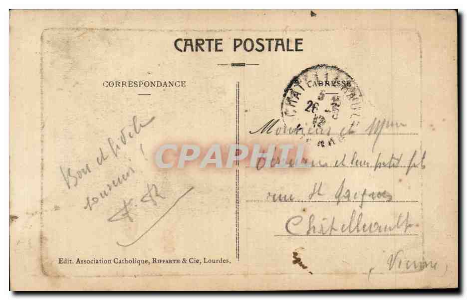 CPA ND de Lourdes  — Verso