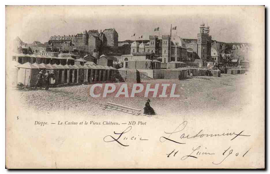 CPA Dieppe Le casino et le vieux chateau