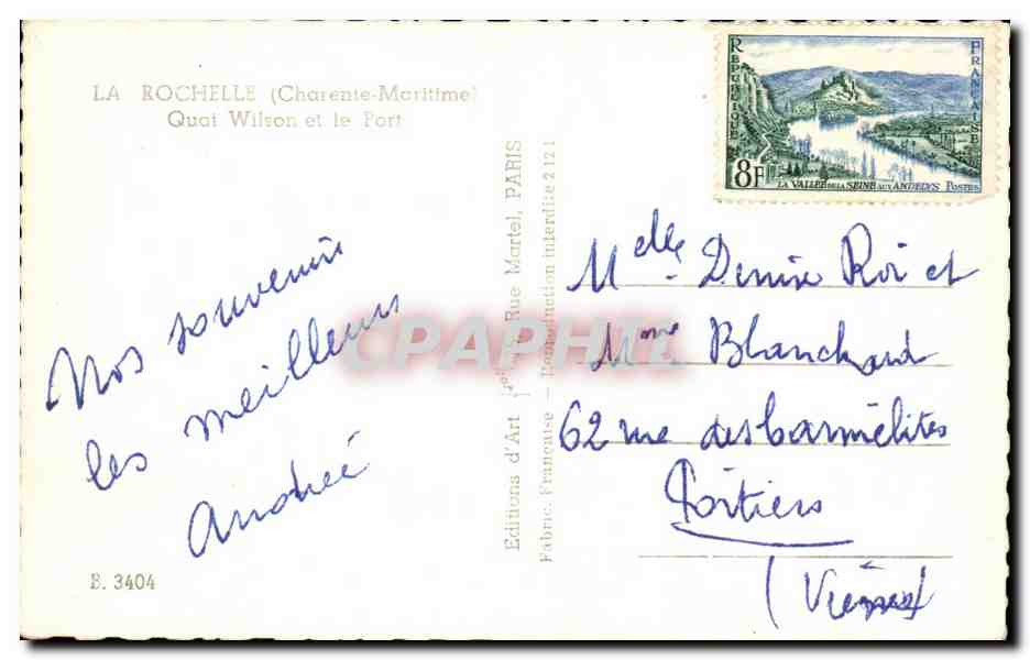 La Rochelle (Charente-Maritime) — Quai Wilson et le Port — Éditions d'Art Martel, Paris — Verso