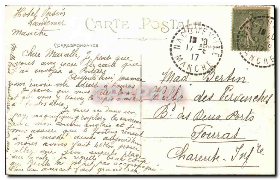 CPA Environs de Cherbourg Landemer La vallee du Hubilan  — Rückseite