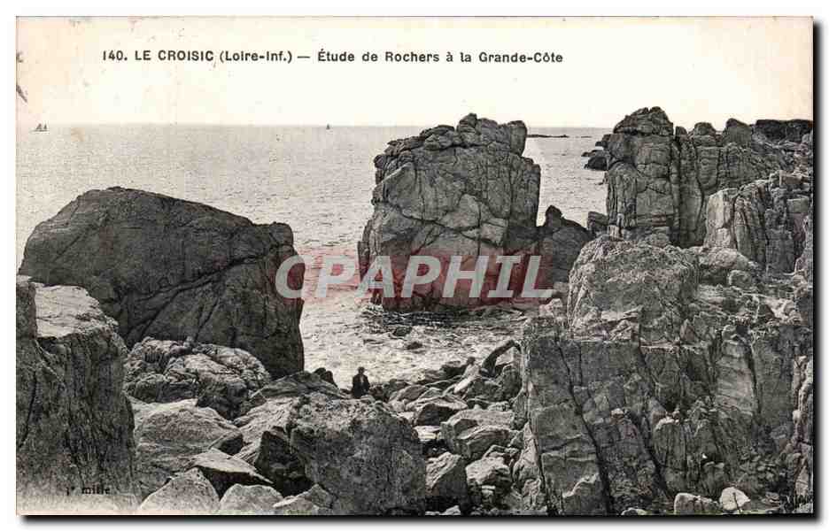 CPA Le Croisic Etude de rochers a la Grande Cote