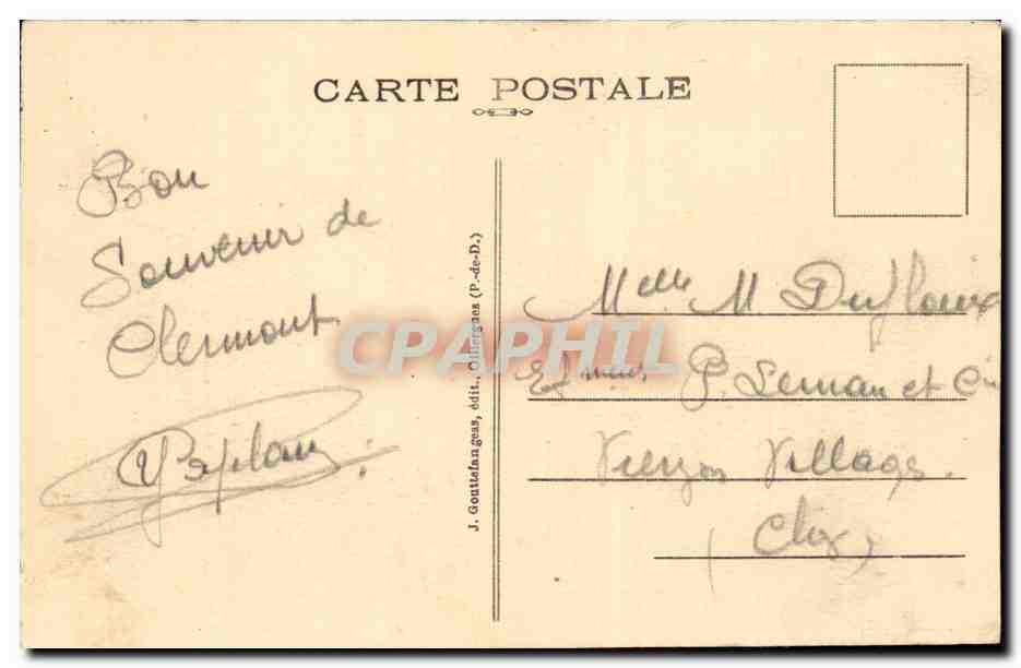 CPA Clermont Ferrand Rue Ballainvillier La pyramide Le musee — Verso