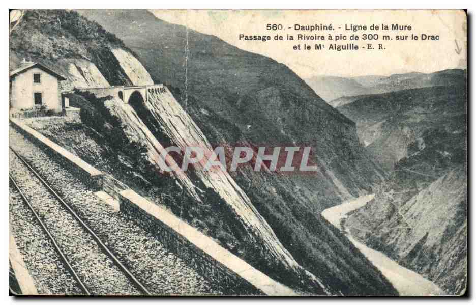 Passage de la Rivoire à pic de 300 m. sur le Drac - Ligne de la Mure - Dauphiné