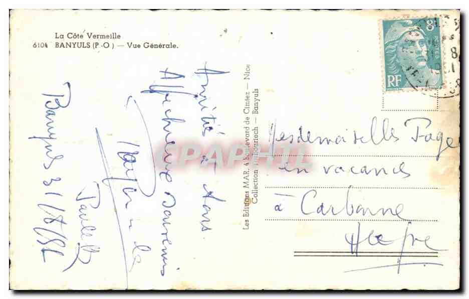 CPSM Banyuls Vue generale — Rückseite