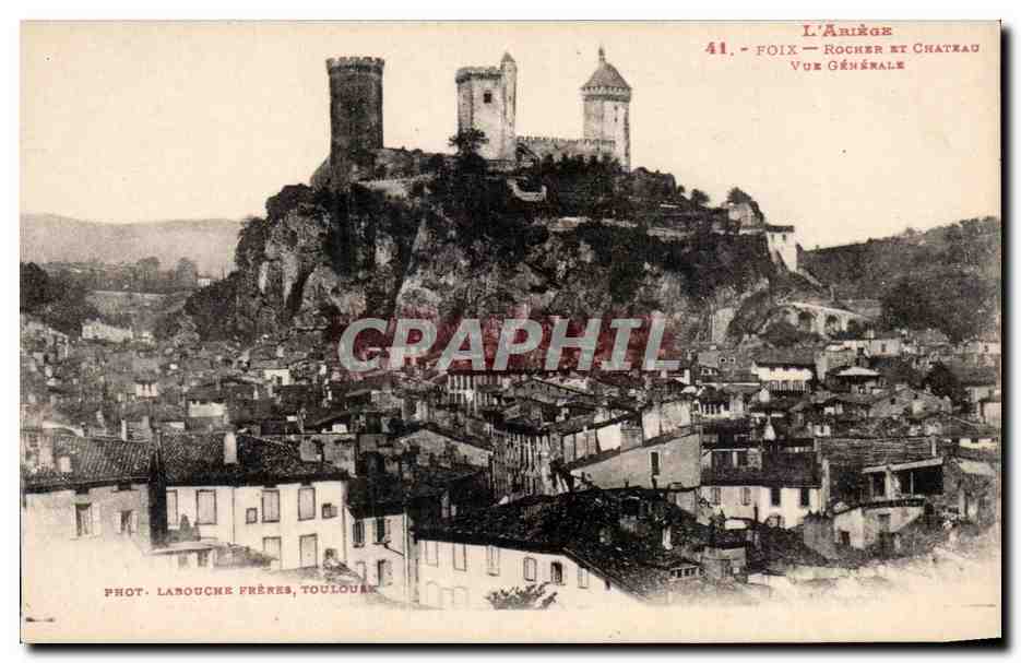 CPA Foix Rocher et chateau Vue generale