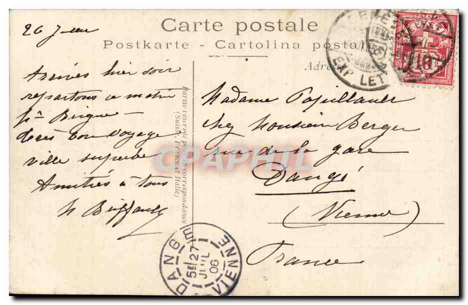 CPA Suisse Geneve Rue du Mont Blanc  — Verso
