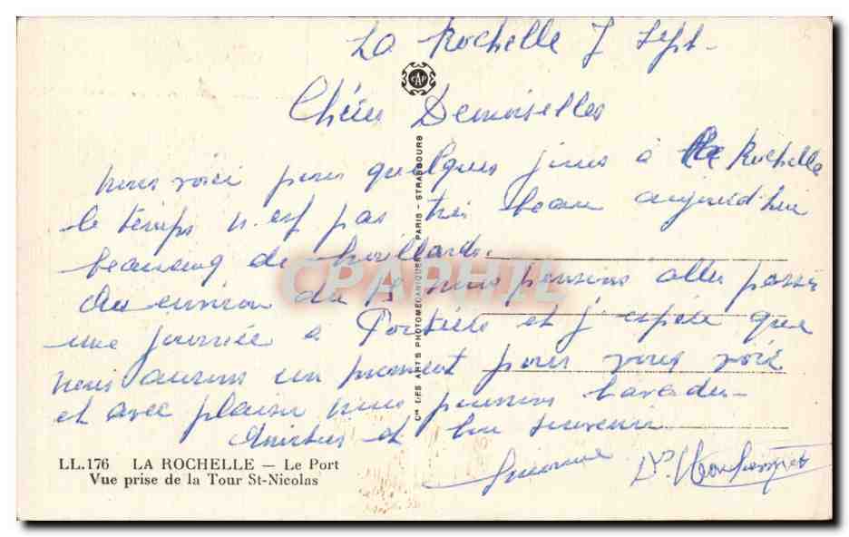 CPA La Rochelle Le port Vue prise de la Tour St Nicolas — Verso