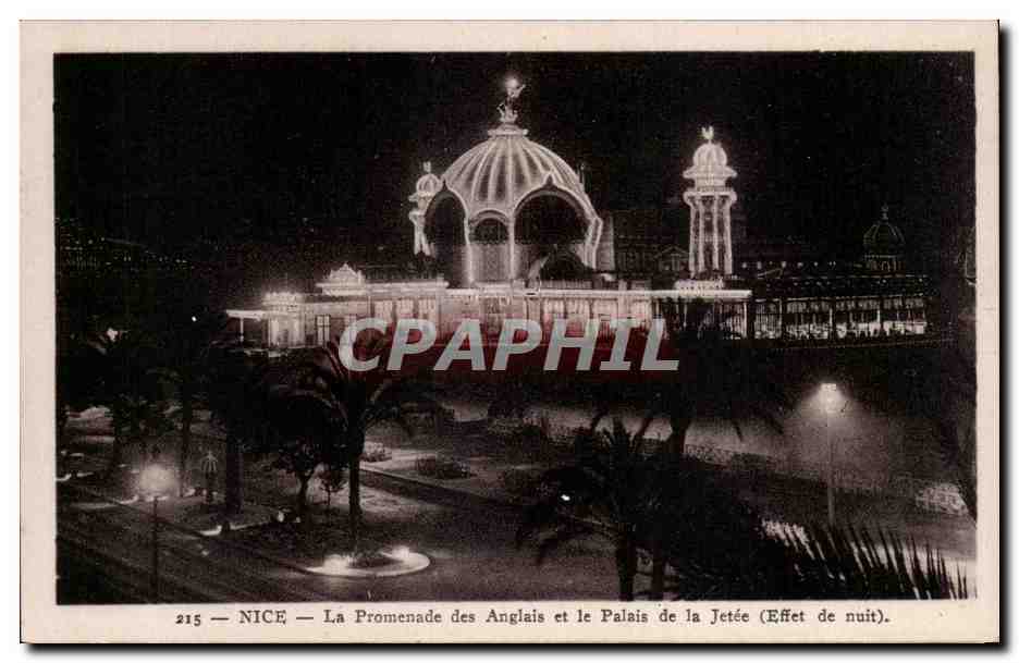 CPA Nice La promenade des Anglais et le palais de la jetee (effet de nuit)