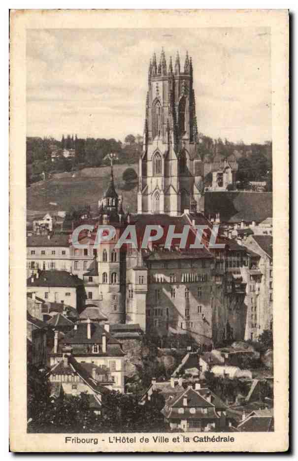 CPA Suisse Fribourg L hotel de ville et la cathedrale