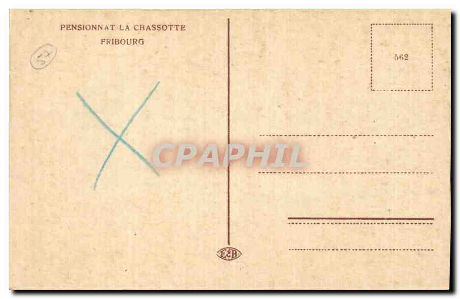 CPA Suisse Fribourg Pensionnat La Chassotte Salle de dessin  — Verso