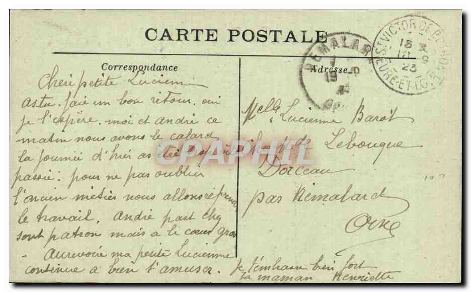 St-VICTOR-de-BUTHON (E.-et-L.) — Entrée du Pays et Calvaire — éditeur Chauffroy, Nogent-de-Rotrou — Rückseite