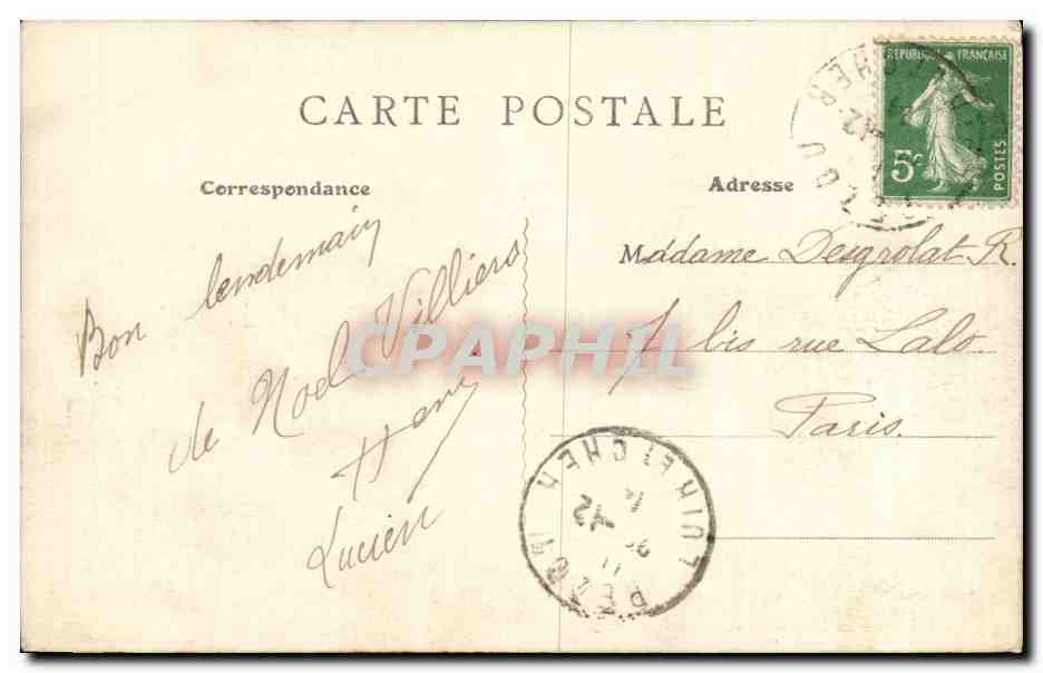 CPA Environs de Vendome Le chateau de la vallee a Villiers — Rückseite