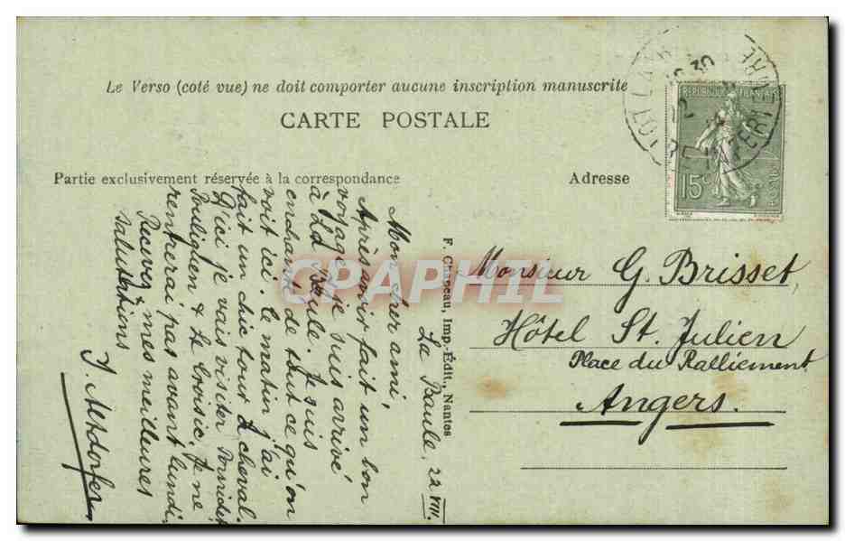 La Baule sur Mer - La Plage et le Remblat a Maree Basse CPA  — Rückseite