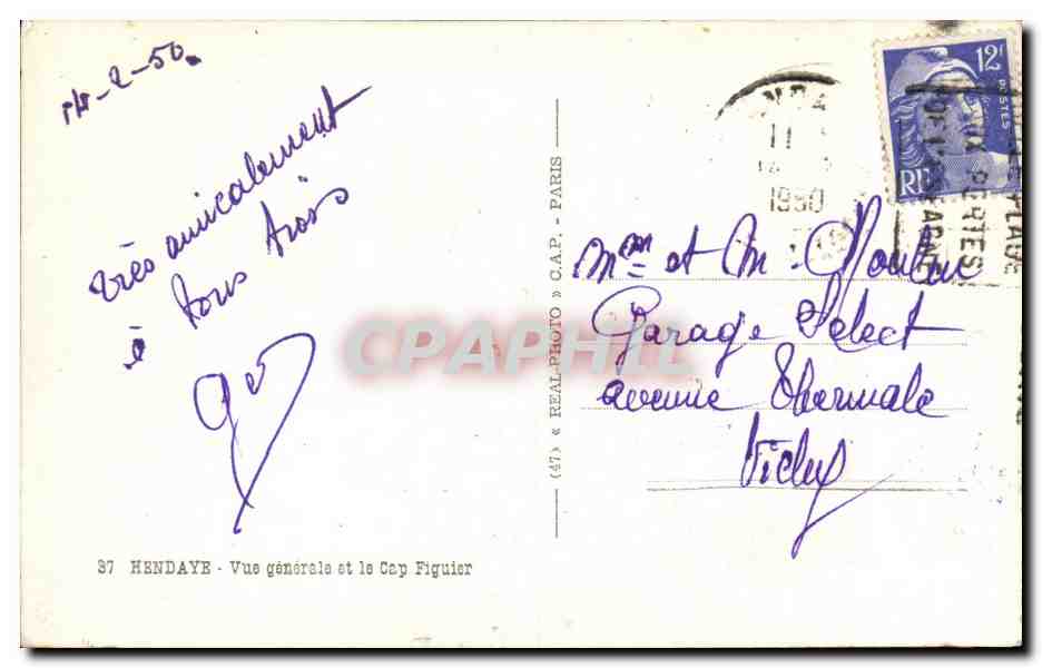 Hendaye - Vue Generale et le Cap FIguier - CPA  — Verso