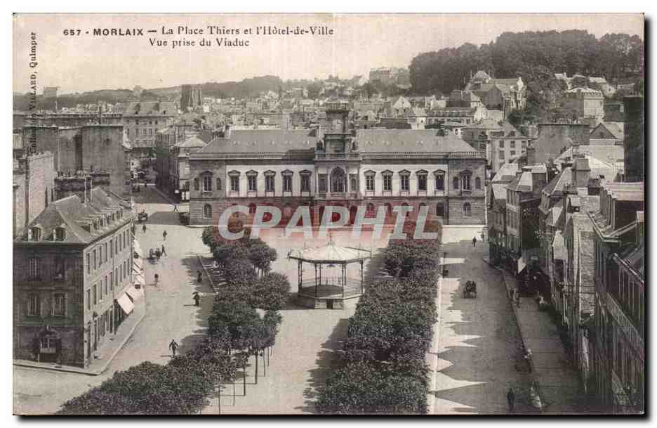 Morlaix - La Place Thiers - Hotel de Ville - CPA 