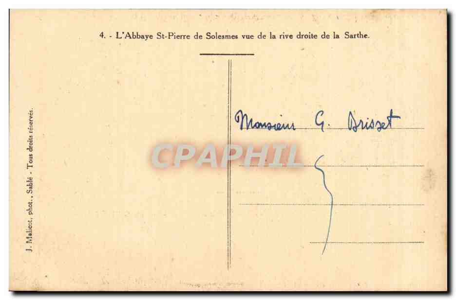 Solesmes - L Abbaye St Pierre - CPA  — Verso