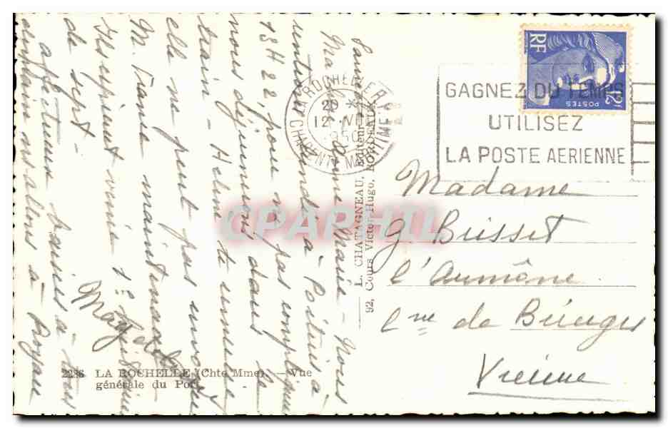 La Rochelle — Vue générale du Port — Éditeur Elce, n°2236 — Verso