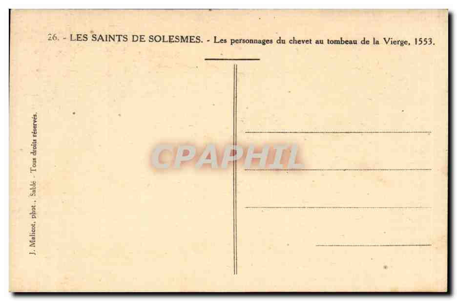 Les Saints de Solesmes - Les Personnage du chevet au Tombeau de la Vierge - CPA  — Rückseite