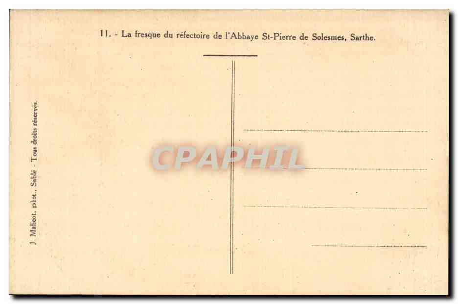 Solesmes - La Fresque du Refectoire de l Abbaye St Pierre - CPA  — Rückseite
