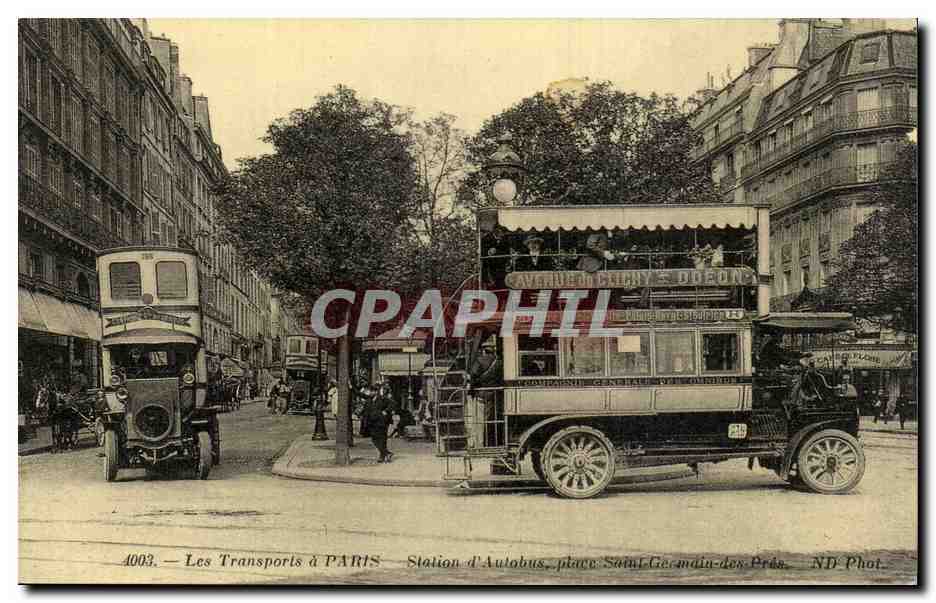 Verkehr in PARIS — Bushaltestelle, Place Saint-Germain-des-Prés — ND Fotografie, n° 4003