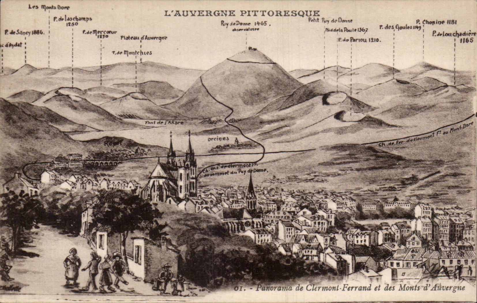 Clermont Ferrand - Panorama - Monts d Auvergne - CPA 