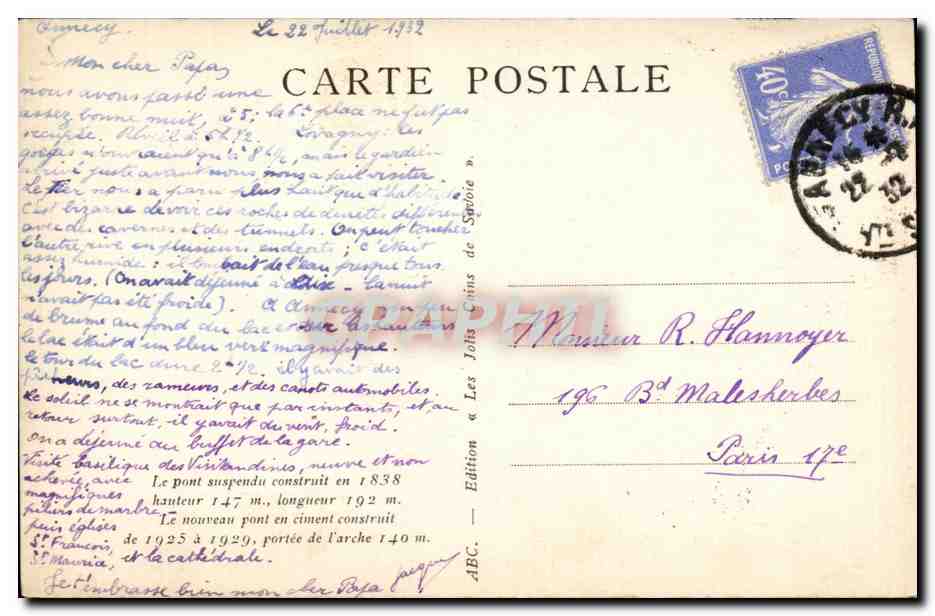 The Caille Bridges and the Salève — The Pretty Views of Savoy — Edition ABC — Back