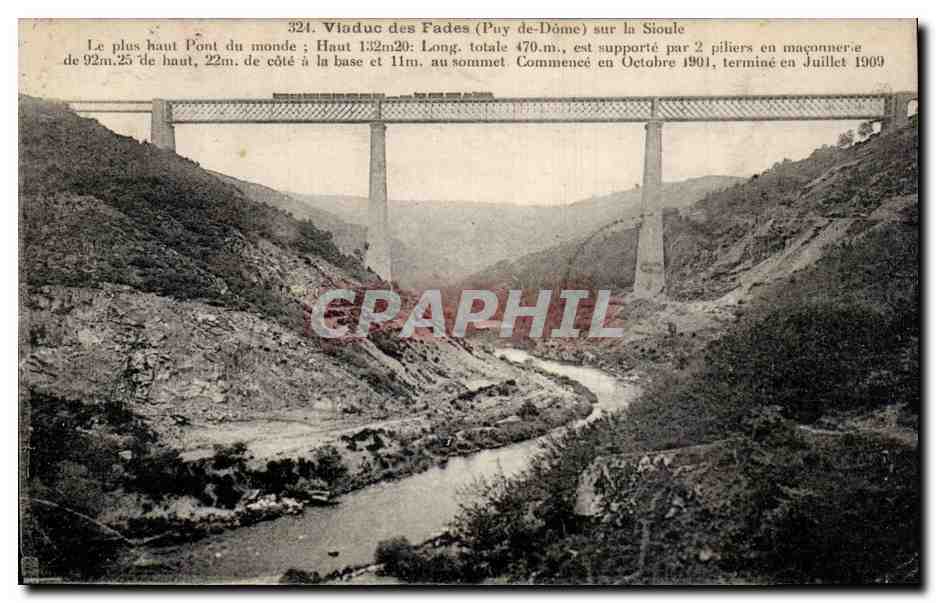 Vladuc des Fades (Puy-de-Dôme) sur la Sioule — pont en maçonnerie — éditeur G. Chammong & Montlucan