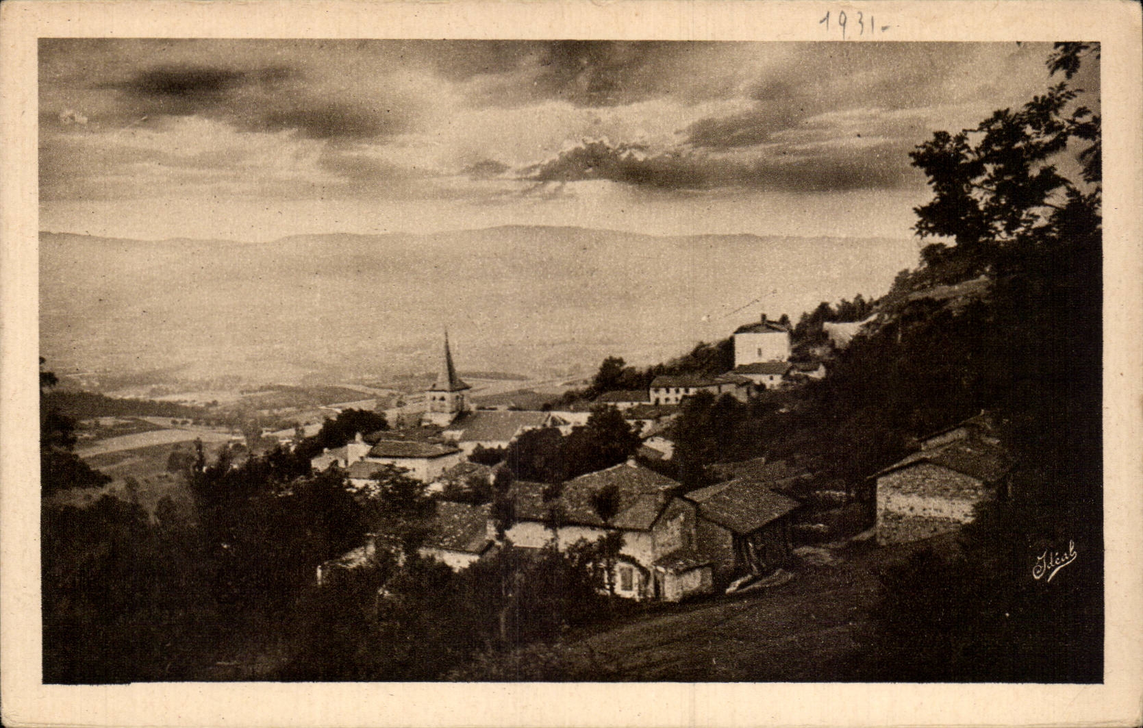 Saint Martin des Olmes au coucher du Soleil - CPA 