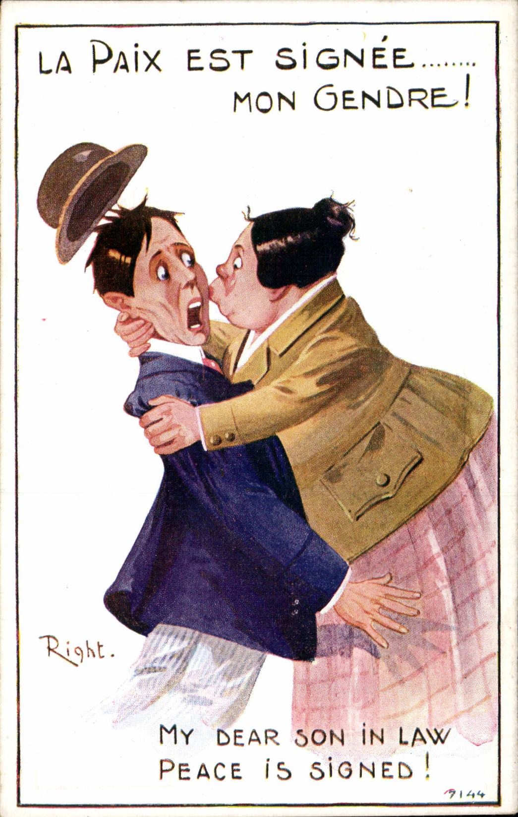 Der Friede ist unterzeichnet... mein Schwiegersohn! — humoristische Karikatur — Right, n° 9144