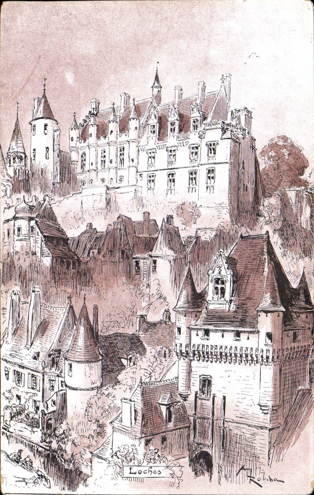 Loches - Illustration - Le Chateau - CPA 