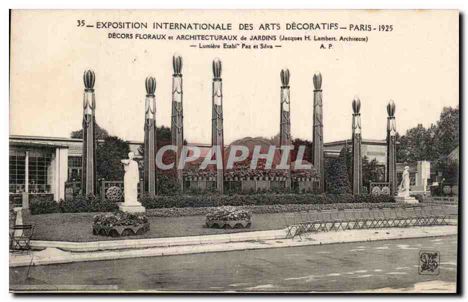 CPA Paris Exposition internationale des arts decoratifs 1925 Decors floraux et architecturaux de jardins 